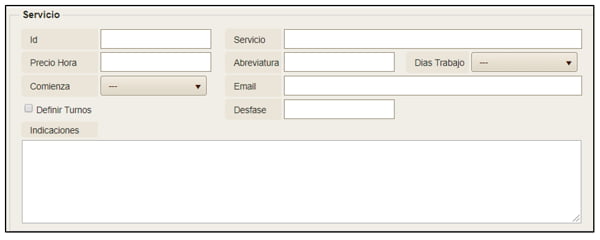 Imagen 1.7. Creación de Servicios/talleres