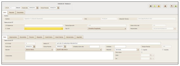 Imagen 4.3. Pantalla de OT