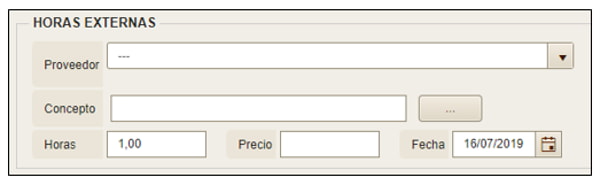 Imagen 4.6. Horas Externas asociadas a una OT