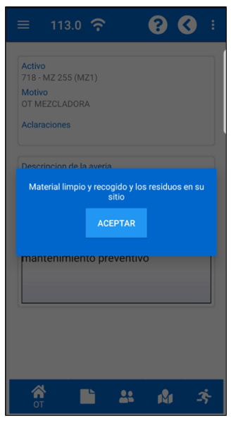 Terminar una OT y Mensaje de Calidad